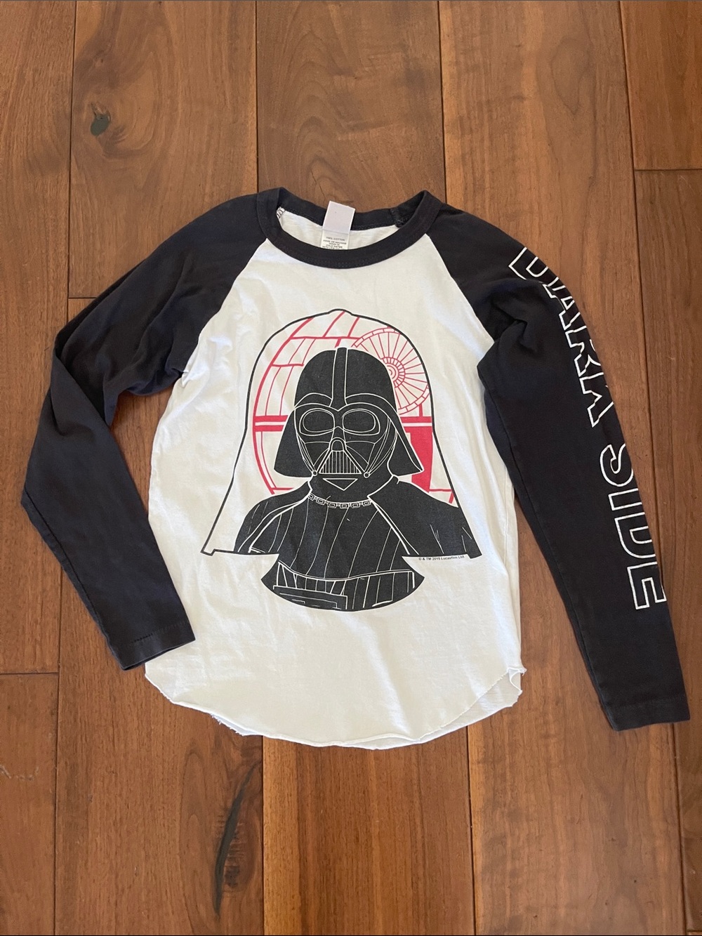 Junk Food Clothing Black & White Darth Vader Raglan Long Sleeve Tee